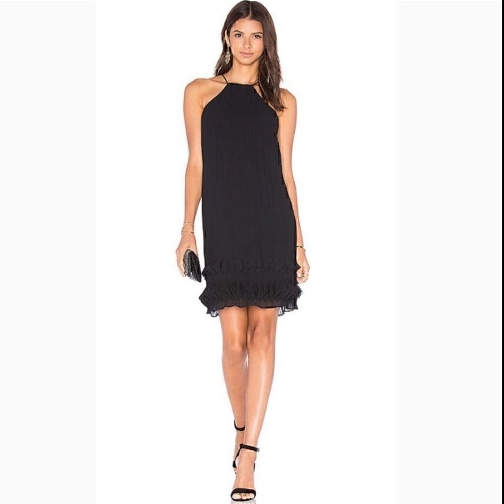 Lumier by Bariano Dress Womens XS pleated chiffon mini Ruffles Australia black